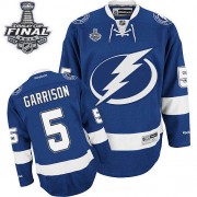 Men's Reebok Tampa Bay Lightning 5 Jason Garrison Royal Blue Home 2015 Stanley Cup Jersey - Authentic
