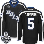 Men's Reebok Tampa Bay Lightning 5 Jason Garrison Black Third 2015 Stanley Cup Jersey - Authentic