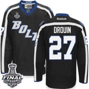 Men's Reebok Tampa Bay Lightning 27 Jonathan Drouin Black Third 2015 Stanley Cup Jersey - Authentic