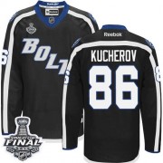 Men's Reebok Tampa Bay Lightning 86 Nikita Kucherov Black Third 2015 Stanley Cup Jersey - Authentic