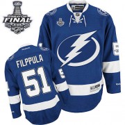 Men's Reebok Tampa Bay Lightning 51 Valtteri Filppula Royal Blue Home 2015 Stanley Cup Jersey - Premier