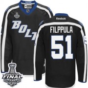 Men's Reebok Tampa Bay Lightning 51 Valtteri Filppula Black Third 2015 Stanley Cup Jersey - Premier
