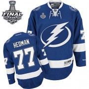 Men's Reebok Tampa Bay Lightning 77 Victor Hedman Royal Blue Home 2015 Stanley Cup Jersey - Authentic