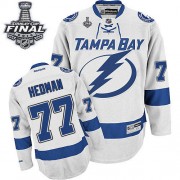 Men's Reebok Tampa Bay Lightning 77 Victor Hedman White Away 2015 Stanley Cup Jersey - Authentic