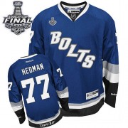 Men's Reebok Tampa Bay Lightning 77 Victor Hedman Royal Blue Third 2015 Stanley Cup Jersey - Authentic