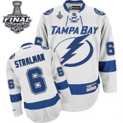 Men's Reebok Tampa Bay Lightning 6 Anton Stralman White Away 2015 Stanley Cup Jersey - Authentic