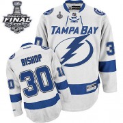 Men's Reebok Tampa Bay Lightning 30 Ben Bishop White Away 2015 Stanley Cup Jersey - Premier