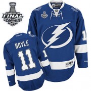 Men's Reebok Tampa Bay Lightning 11 Brian Boyle Royal Blue Home 2015 Stanley Cup Jersey - Authentic