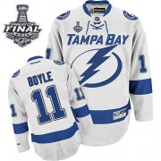 Men's Reebok Tampa Bay Lightning 11 Brian Boyle White Away 2015 Stanley Cup Jersey - Authentic