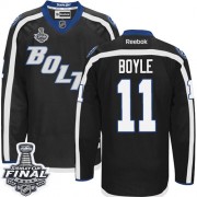 Men's Reebok Tampa Bay Lightning 11 Brian Boyle Black Third 2015 Stanley Cup Jersey - Authentic