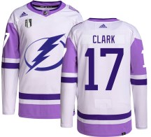 Men's Adidas Tampa Bay Lightning Wendel Clark Hockey Fights Cancer 2022 Stanley Cup Final Jersey - Authentic