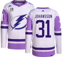 Men's Adidas Tampa Bay Lightning Jonas Johansson Hockey Fights Cancer 2022 Stanley Cup Final Jersey - Authentic