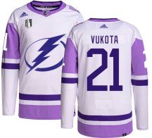 Men's Adidas Tampa Bay Lightning Mick Vukota Hockey Fights Cancer 2022 Stanley Cup Final Jersey - Authentic