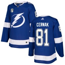 Men's Adidas Tampa Bay Lightning Erik Cernak Blue Home 2022 Stanley Cup Final Jersey - Authentic