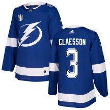 Men's Adidas Tampa Bay Lightning Fredrik Claesson Blue Home 2022 Stanley Cup Final Jersey - Authentic