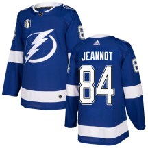 Men's Adidas Tampa Bay Lightning Tanner Jeannot Blue Home 2022 Stanley Cup Final Jersey - Authentic