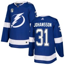 Men's Adidas Tampa Bay Lightning Jonas Johansson Blue Home 2022 Stanley Cup Final Jersey - Authentic