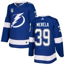 Men's Adidas Tampa Bay Lightning Waltteri Merela Blue Home 2022 Stanley Cup Final Jersey - Authentic
