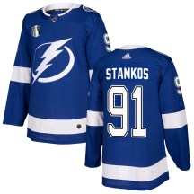 Men's Adidas Tampa Bay Lightning Steven Stamkos Blue Home 2022 Stanley Cup Final Jersey - Authentic