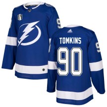 Men's Adidas Tampa Bay Lightning Matt Tomkins Blue Home 2022 Stanley Cup Final Jersey - Authentic