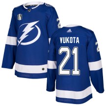 Men's Adidas Tampa Bay Lightning Mick Vukota Blue Home 2022 Stanley Cup Final Jersey - Authentic