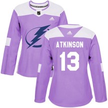 Women's Adidas Tampa Bay Lightning Cam Atkinson Purple Fights Cancer Practice Jersey - Authentic Women's Adidas Tampa Bay Lightning Cam Atkinson Purple Fights Cancer Practice Jersey - Authentic