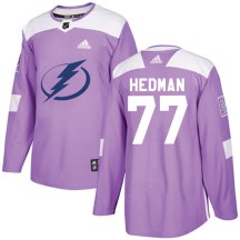 Men's Adidas Tampa Bay Lightning Victor Hedman Purple Fights Cancer Practice Jersey - Authentic