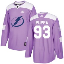 Men's Adidas Tampa Bay Lightning Daren Puppa Purple Fights Cancer Practice Jersey - Authentic