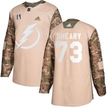 Men's Adidas Tampa Bay Lightning Conor Sheary Camo Veterans Day Practice 2022 Stanley Cup Final Jersey - Authentic