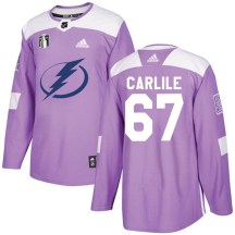 Men's Adidas Tampa Bay Lightning Declan Carlile Purple Fights Cancer Practice 2022 Stanley Cup Final Jersey - Authentic
