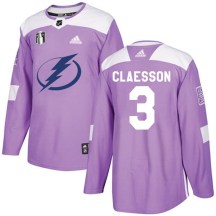 Men's Adidas Tampa Bay Lightning Fredrik Claesson Purple Fights Cancer Practice 2022 Stanley Cup Final Jersey - Authentic