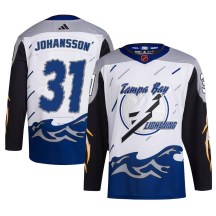 Men's Adidas Tampa Bay Lightning Jonas Johansson White Reverse Retro 2.0 Jersey - Authentic