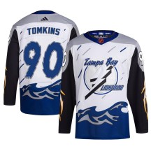 Men's Adidas Tampa Bay Lightning Matt Tomkins White Reverse Retro 2.0 Jersey - Authentic