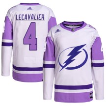 Men's Adidas Tampa Bay Lightning Vincent Lecavalier White/Purple Hockey Fights Cancer Primegreen Jersey - Authentic