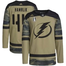 Men's Adidas Tampa Bay Lightning Roman Hamrlik Camo Military Appreciation Practice 2022 Stanley Cup Final Jersey - Authentic