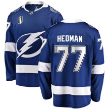 Men's Fanatics Branded Tampa Bay Lightning Victor Hedman Blue Home 2022 Stanley Cup Final Jersey - Breakaway