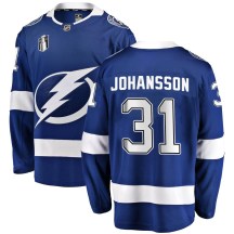 Men's Fanatics Branded Tampa Bay Lightning Jonas Johansson Blue Home 2022 Stanley Cup Final Jersey - Breakaway