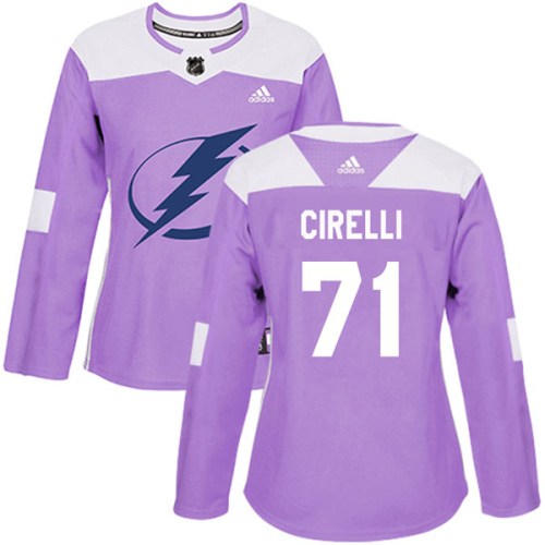 Women's Adidas Tampa Bay Lightning Anthony Cirelli Purple Fights Cancer Practice Jersey - Authentic Women's Adidas Tampa Bay Lightning Anthony Cirelli Purple Fights Cancer Practice Jersey - Authentic