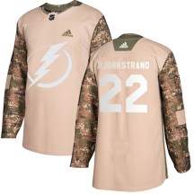 Men's Adidas Tampa Bay Lightning Oliver Bjorkstrand Camo Veterans Day Practice Jersey - Authentic