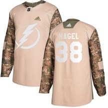 Men's Adidas Tampa Bay Lightning Brandon Hagel Camo Veterans Day Practice Jersey - Authentic