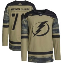 Men's Adidas Tampa Bay Lightning Emil Lilleberg Camo Military Appreciation Practice Jersey - Authentic