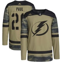 Men's Adidas Tampa Bay Lightning Nicholas Paul Camo Military Appreciation Practice Jersey - Authentic