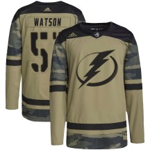 Men's Adidas Tampa Bay Lightning Austin Watson Camo Military Appreciation Practice Jersey - Authentic