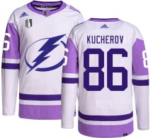 Men's Adidas Tampa Bay Lightning Nikita Kucherov Hockey Fights Cancer 2022 Stanley Cup Final Jersey - Authentic