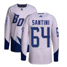 Men's Adidas Tampa Bay Lightning Steven Santini White 2022 Stadium Series Primegreen Jersey - Authentic