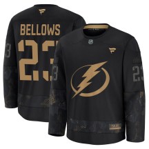 Men's Fanatics Tampa Bay Lightning Brian Bellows Black 2024 Military Appreciation Practice Jersey - Premium