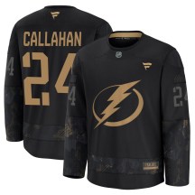 Men's Fanatics Tampa Bay Lightning Ryan Callahan Black 2024 Military Appreciation Practice Jersey - Premium
