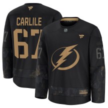 Men's Fanatics Tampa Bay Lightning Declan Carlile Black 2024 Military Appreciation Practice Jersey - Premium