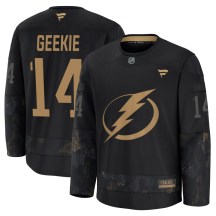 Men's Fanatics Tampa Bay Lightning Conor Geekie Black 2024 Military Appreciation Practice Jersey - Premium