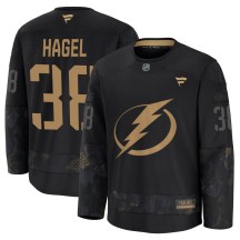 Men's Fanatics Tampa Bay Lightning Brandon Hagel Black 2024 Military Appreciation Practice Jersey - Premium